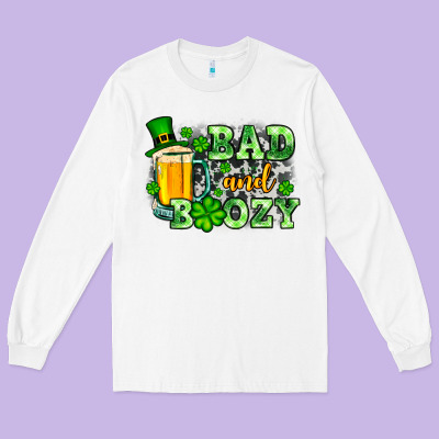 St. Patrick's Bad And Boozy Long Sleeve Tee Designed By Oliviacreatesart