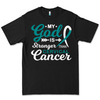 Black My God is Stronger Than Cervical Cancer Awareness Warrior Premium Tee - longCreatives