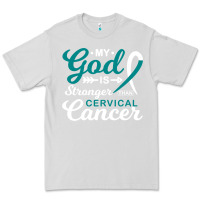 Dove Grey My God is Stronger Than Cervical Cancer Awareness Warrior Premium Tee - longCreatives