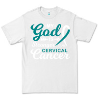 White My God is Stronger Than Cervical Cancer Awareness Warrior Premium Tee - longCreatives