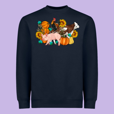 Farm Life Fall Pig Cow Rooster Heavyweight Sweatshirt Designed By Artiststas