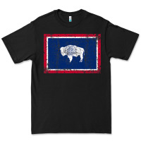 Black State of Wyoming Flag Fun Vintage Retro Fall Hiking Premium Tee - longCreatives