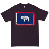 Plum State of Wyoming Flag Fun Vintage Retro Fall Hiking Premium Tee - longCreatives