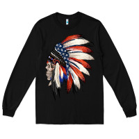 Black 4th of July Indian Headdress Gypsy Spirit Skull Long Sleeve Tee - Jasminsmagicworld
