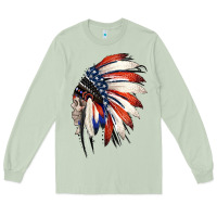 Matcha 4th of July Indian Headdress Gypsy Spirit Skull Long Sleeve Tee - Jasminsmagicworld