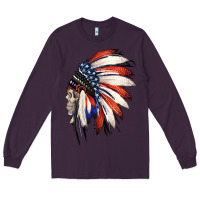 Plum 4th of July Indian Headdress Gypsy Spirit Skull Long Sleeve Tee - Jasminsmagicworld