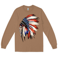 4th Of July Indian Headdress Gypsy Spirit Skull Long Sleeve Tee | Teevron