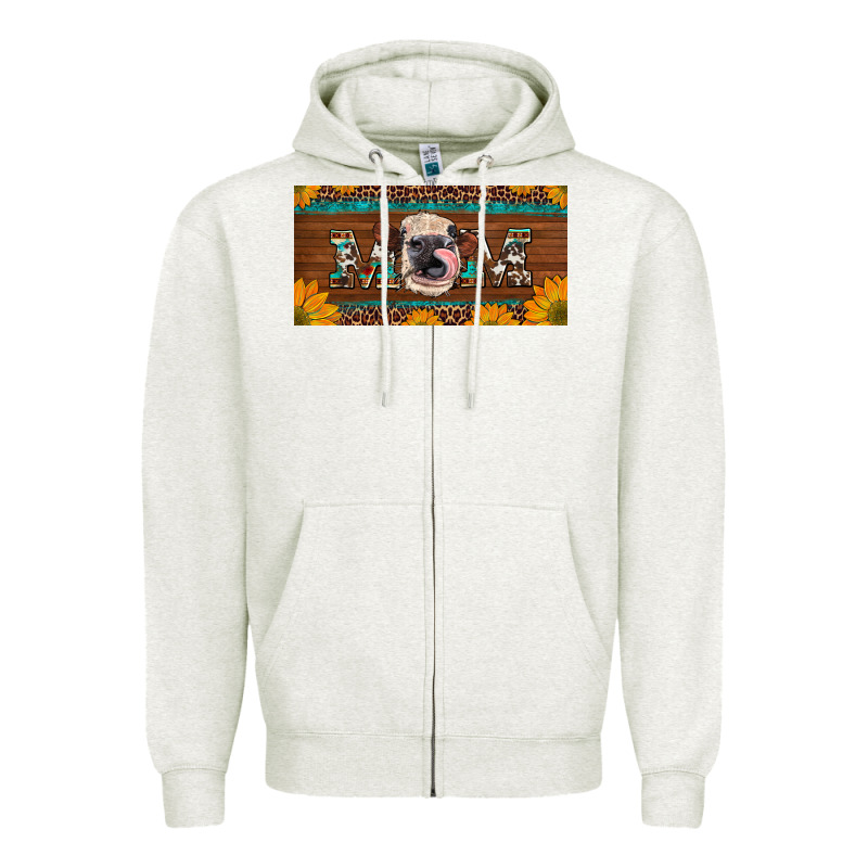 Western Heifer Mom With Sunflowers And Turquoise License Plate Zipper Hoodie by Artiststas | Teevron