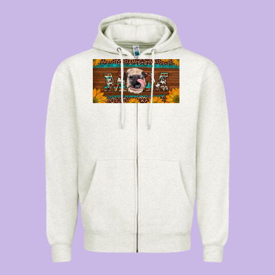 Western Heifer Mom With Sunflowers And Turquoise License Plate Zipper Hoodie Designed By Artiststas