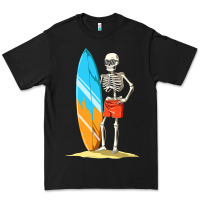 Black Surfing Skeleton Halloween Themed Surf Lovers Gift Premium Tee - longCreatives