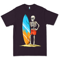 Plum Surfing Skeleton Halloween Themed Surf Lovers Gift Premium Tee - longCreatives