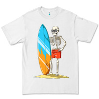 White Surfing Skeleton Halloween Themed Surf Lovers Gift Premium Tee - longCreatives