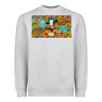 Heather Grey Fall cow Heavyweight Sweatshirt - Artiststas