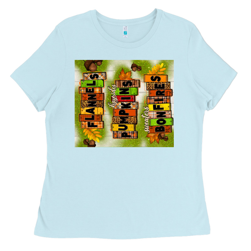 Flannels Hayrides Pumpkins Bonfires Fall Ladies Tee by TumblerDesignByShophia | Teevron