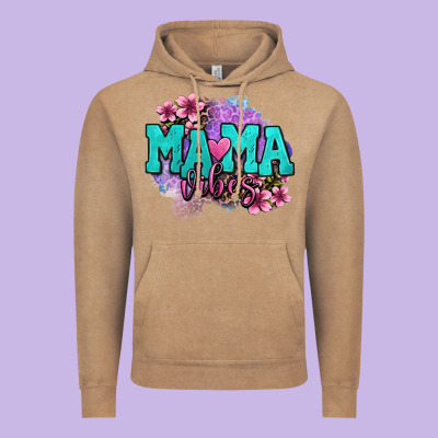 Mama Vibes Floral Vintage Hoodie Designed By Oliviacreatesart