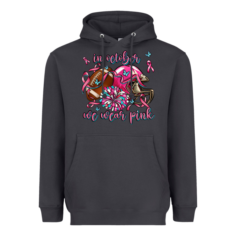In October We Wear Pink Football Heavyweight Hoodie by AdoDesignShop | Teevron
