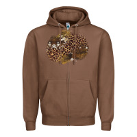 Chestnut leopard cowhide glitter patches Zipper Hoodie - Artiststas