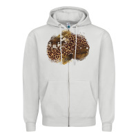 Dove Grey leopard cowhide glitter patches Zipper Hoodie - Artiststas