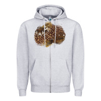 Heather Grey leopard cowhide glitter patches Zipper Hoodie - Artiststas