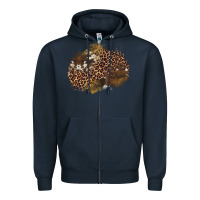 Navy leopard cowhide glitter patches Zipper Hoodie - Artiststas