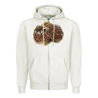 Oatmeal Heather leopard cowhide glitter patches Zipper Hoodie - Artiststas