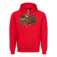 Red leopard cowhide glitter patches Zipper Hoodie - Artiststas
