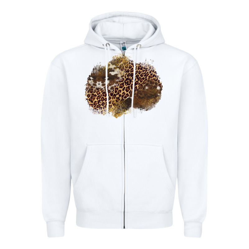 Leopard Cowhide Glitter Patches Zipper Hoodie by Artiststas | Teevron