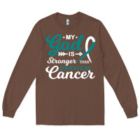 Chestnut My God is Stronger Than Cervical Cancer Awareness Warrior Long Sleeve Tee - longCreatives