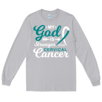 Moon Dust My God is Stronger Than Cervical Cancer Awareness Warrior Long Sleeve Tee - longCreatives