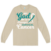 Mushroom My God is Stronger Than Cervical Cancer Awareness Warrior Long Sleeve Tee - longCreatives
