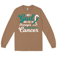 Toasted Coconut My God is Stronger Than Cervical Cancer Awareness Warrior Long Sleeve Tee - longCreatives