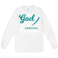 White My God is Stronger Than Cervical Cancer Awareness Warrior Long Sleeve Tee - longCreatives