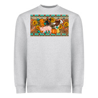 Heather Grey Fall farm animals cow pig rooster Heavyweight Sweatshirt - Artiststas