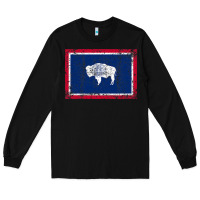 Black State of Wyoming Flag Fun Vintage Retro Fall Hiking Long Sleeve Tee - longCreatives