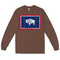 Chestnut State of Wyoming Flag Fun Vintage Retro Fall Hiking Long Sleeve Tee - longCreatives