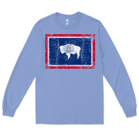 Colony Blue State of Wyoming Flag Fun Vintage Retro Fall Hiking Long Sleeve Tee - longCreatives