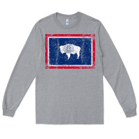 Heather Grey State of Wyoming Flag Fun Vintage Retro Fall Hiking Long Sleeve Tee - longCreatives