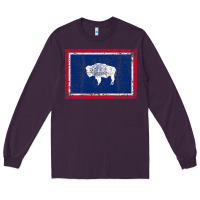 Plum State of Wyoming Flag Fun Vintage Retro Fall Hiking Long Sleeve Tee - longCreatives