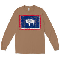 Toasted Coconut State of Wyoming Flag Fun Vintage Retro Fall Hiking Long Sleeve Tee - longCreatives