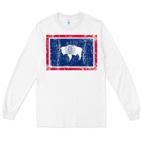 White State of Wyoming Flag Fun Vintage Retro Fall Hiking Long Sleeve Tee - longCreatives