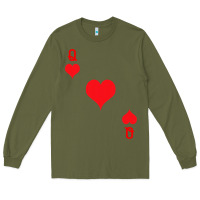Army Green Queen Of Hearts  Playing Card   Halloween Costume Long Sleeve Tee - longCreatives