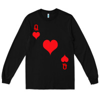 Black Queen Of Hearts  Playing Card   Halloween Costume Long Sleeve Tee - longCreatives