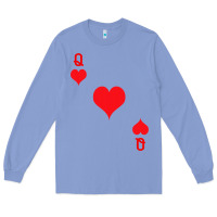 Colony Blue Queen Of Hearts  Playing Card   Halloween Costume Long Sleeve Tee - longCreatives