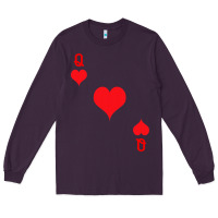 Plum Queen Of Hearts  Playing Card   Halloween Costume Long Sleeve Tee - longCreatives