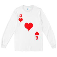 White Queen Of Hearts  Playing Card   Halloween Costume Long Sleeve Tee - longCreatives