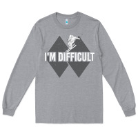 Heather Grey I'm Difficult Double Black Diamond Skiing Long Sleeve Tee - longCreatives