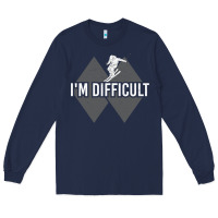 Navy I'm Difficult Double Black Diamond Skiing Long Sleeve Tee - longCreatives