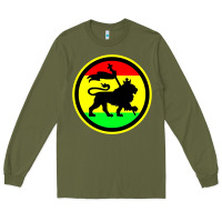 Army Green Rasta Lion Long Sleeve Tee - longCreatives