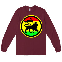 Burgundy Rasta Lion Long Sleeve Tee - longCreatives
