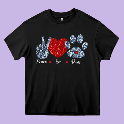 Peace Love Paws Heavy Core Tee Designed By Bettercallsaul
